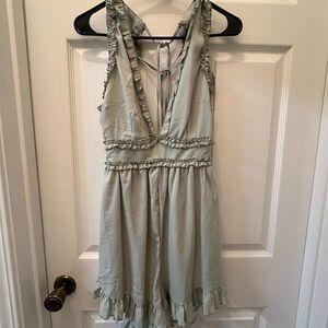 SHEIN Light Green Ruffled Jumpsuit